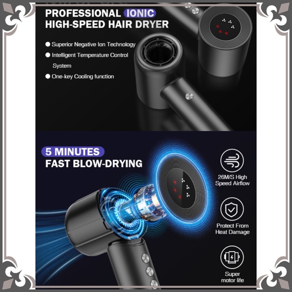 Negative Ionic Hair Blow Dryer High Speed Brushless Motor Hot & Cold Alternating - Picture 10 of 12